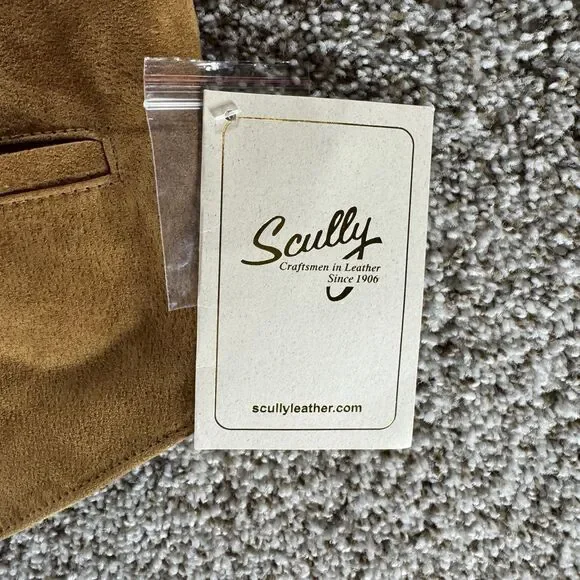Scully Vest Suede Leather Men Large Tan Western Bourbon Snap Front New With Tags - Picture 6 of 16